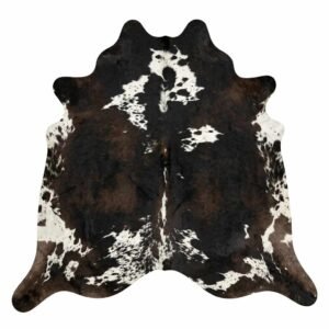 (Large (21-24 sq ft) Modlux Tricolor Cowhide Rug, Black Brown and White, 100% Australian Cowhide Fur Skin Carpet, Genuine Leather Area Rug