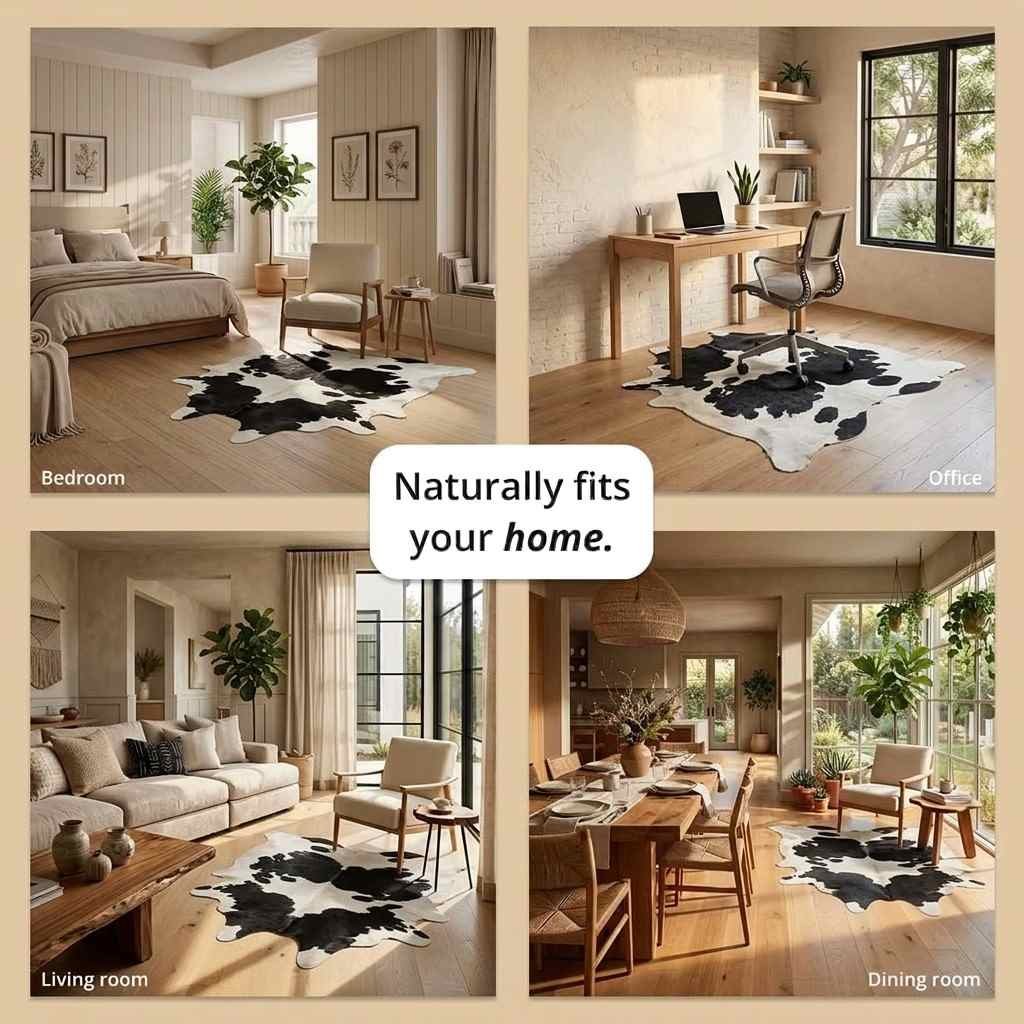 (Large (21-24 sq ft) Modlux Natural Cowhide Rug, Black and White, 100% Australian Cow Fur Skin Carpet Area Rug - Image 5