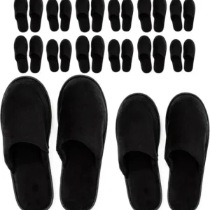 ModLux Spa Slippers - 12 Pairs of Cotton Velvet Closed Toe Slippers – Thick, Soft, Non-Slip, Disposable Slippers – 6 Medium/6 Large - Home, Hotel, or Commercial Use