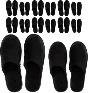 Modlux Spa Slippers - 12 Pairs of Cotton Velvet Closed Toe Slippers – Thick, Soft, Non-Slip, Disposable Slippers – 6 Medium/6 Large - Home, Hotel, or Commercial Use